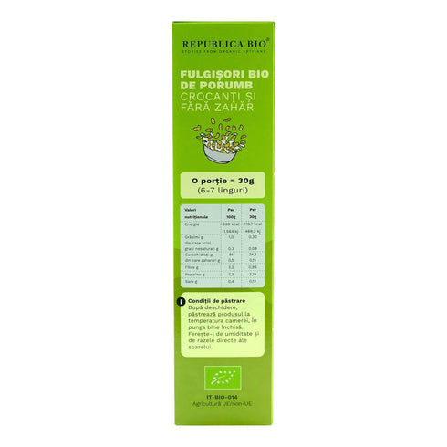 Fulgisori Bio de porumb crocanti si fara zahar FARA GLUTEN Republica BIO, bio, 225 g